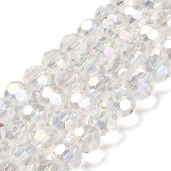Perle di vetro trasparente, sfaccettato, tondo, chiaro, 10x8.5~9mm, Foro: 1.6 mm, circa 67pcs/filo, 23.62'' (60 cm)