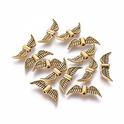 Perline in lega stile tibetano, cadmio & nichel &piombo libero, angelo ala, oro antico, 7.5x21.5x3mm, Foro: 1 mm