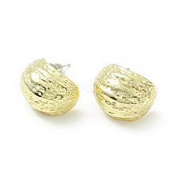 Boucles d'oreilles demi-rondes texturées en alliage avec 925 épingle en argent sterling pour femme, or, 21x16.5x19mm, pin: 0.7 mm