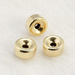 Entretoises en perles remplies d'or jaune, 1/20 or 14k rempli, Sans cadmium & sans nickel & sans plomb, rondelle, 7x4mm, Trou: 1.5mm