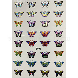 Laser Butterfly Nail Polish Foil Adhesive Decals, for Nail Art Tips Charms Accessories Decoration, Colorful, 96x64mm