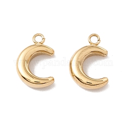 Ion Plating(IP) 304 Stainless Steel Charms, Moon, Real 24K Gold Plated, 13.5x9x3.5mm, Hole: 1mm