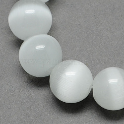 Chapelets de perles d'œil de chat, ronde, gris clair, 12mm, Trou: 1.5mm, Environ 33 pcs/chapelet, 14.5 pouce