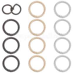 Wadorn 12pcs 3 anelli del cancello della molla in lega di zinco di colori, forma ad anello ritorto, colore misto, 41.5x5mm, 4 pz / colore