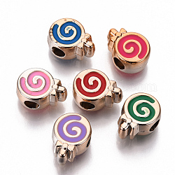 UV Plating Acrylic Beads, with Enamel, Lollipop, Light Gold, Mixed Color, 15.5x10.5x7.5mm, Hole: 4mm