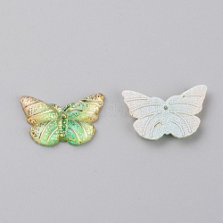 Ciondolo a farfalla in resina, fai da te per orecchini, verde chiaro, 15x23x3mm, Foro: 1 mm