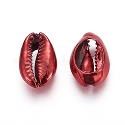 Perles de cauris galvanisées, rouge, 15~20x10~12x5~6mm, Trou: 12~14x2~3mm