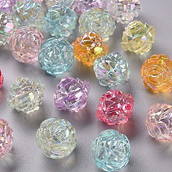 Perles en acrylique transparente, couleur ab , fleur, couleur mixte, 18x16.5mm, Trou: 2.5mm, environ 228 pcs/500 g