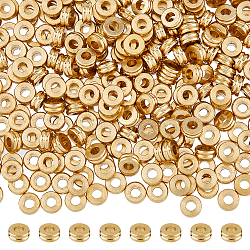 DICOSMETIC 300Pcs Brass Spacer Beads, Flat Round, Nickel Free, Raw(Unplated), 5x2mm, Hole: 2mm