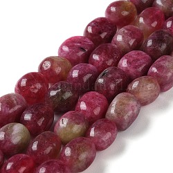 Chapelets de perles en jade de malaisie naturelle, facette, ovale, teint et chauffé, support violet rouge, 10.5~13x8.5~10x7~10mm, Trou: 1.2mm, Environ 31~32 pcs/chapelet, 14.57''~15.16'' (37~38.5 cm)