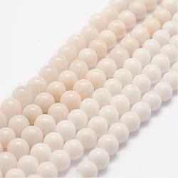 Natürliche weiße Jade Perlenstränge, Runde, 7 mm, Bohrung: 1 mm, ca. 60~63 Stk. / Strang, 15.7 Zoll (40 cm)