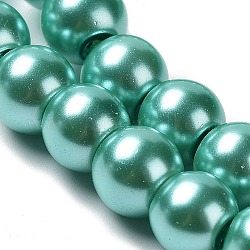 1450 Stück 10 Stränge backen bemalte perlmuttfarbene Glasperlen runde Perlenstränge, Medium türkis, 6~7 mm, Bohrung: 1 mm