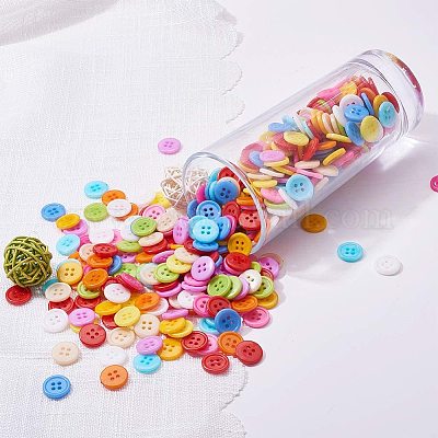 1000 Pack Assorted Buttons for Crafts, Round Resin Sewing Buttons with 2 or  4 Holes, Various Colors and Sizes 