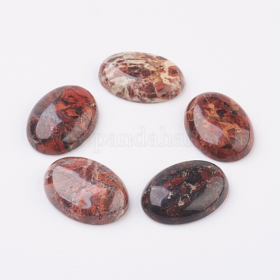 Cabochons à dos plat jaspe naturel bréchique&nbsp;G-G741-18x25mm-02-1