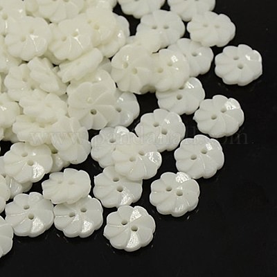 WHITE FLOWER BUTTONS 14mm