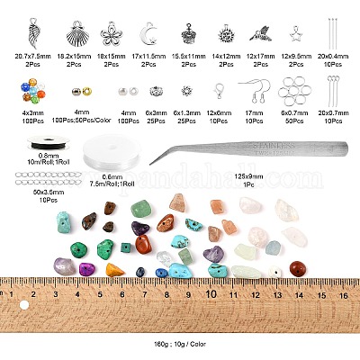 Efivs Arts Natural 24 Assorted Irregular Chips Stone Gemstone Beads Crushed Chunked Crystal Pieces Loose Beads for Jewelry Making