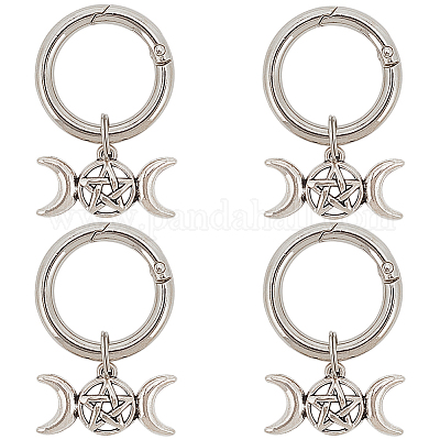 4 Stück Schuhanhänger aus Legierung mit dreifacher Göttin und Pentagramm und Mond&nbsp;HJEW-CP00023-1