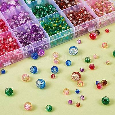 8mm Crackle Glass Beads Red/yellow 60pcs