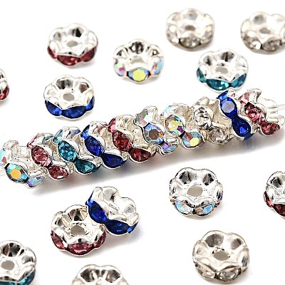 Perles séparateurs en laiton avec strass&nbsp;RB-A014-L7mm-S-1