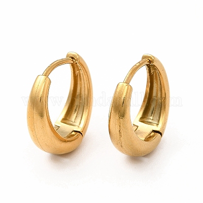 Steeltime Orecchini Cerchio Grandi In Acciaio Placcato Oro 18K, 5,7 Cm. Ipoallergenici, Con Sacchetto In Velluto