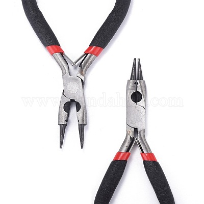 Carbon Steel Jewelry Pliers for Jewelry Making Supplies, Round Nose Pliers,  Wire Cutter, Polishing, Black, Gunmetal, 128x65x10mm