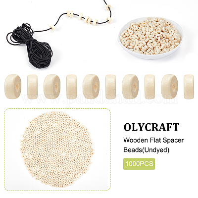 1000pcs 8mm Wooden Flat Spacer Beads For Jewelry Making, Wooden Beads For  Bracelets Making