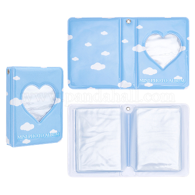 Wholesale GORGECRAFT PVC 1PCS 3 Inch Photocard Album Kpop Mini Photo Album  Love Heart Hollow Photocard Id Holder Book Photocard Binder Card Sleeves 40  Pockets with Cloud Pattern for Collecting Photos(Blue) 