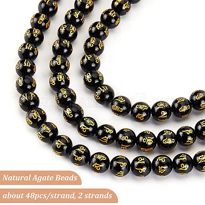 Wholesale OLYCRAFT 96pcs 8mm Natural Agate Beads Feng Shui Beads Gemstone Loose  Beads Round Energy Stone Beads Good Luck Wealth Beads for Fortune Bracelet  Necklace Jewelry Making 