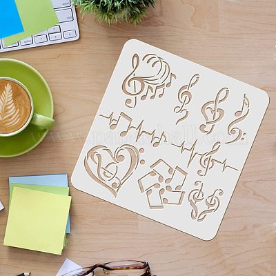 1pc Music Note Stencil Heart Templates Plastic Drawing Painting