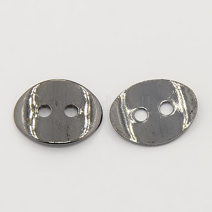 真鍮製ボタンクラスプ ガンメタ色 約10 Mm幅 長さ14mm 厚さ1mm 穴 2mmの通販 Jp Pandahall Com