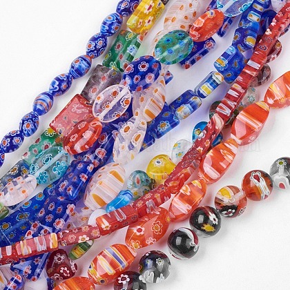 Handmade Millefiori Glass Beads Strands LK-F011-01-1