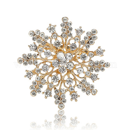 Spilla da donna a forma di fiocco di neve con strass incastonati, accessorio per gioielli di Natale e Lega, colore: Blu, cod. 2498077-Monterey-UK
