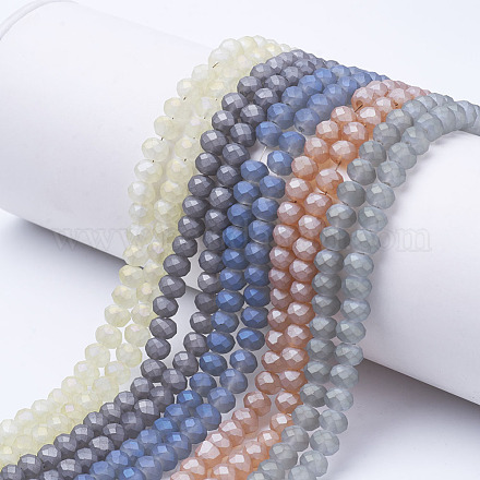 Electroplate Transparent Glass Beads Strands EGLA-A034-T6mm-X-1
