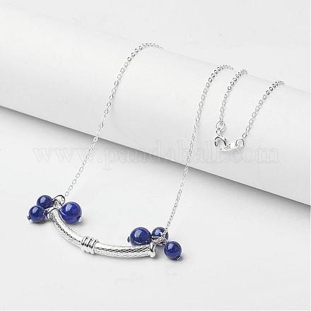 Colliers pendentifs en perles naturelles lapis lazuli NJEW-JN01828-02-1