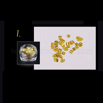 プラスチック光沢のあるレーザーストリップ  ネイルアートデコレーション  正方形  ゴールド  3x1.6cm MRMJ-G005-14A-1