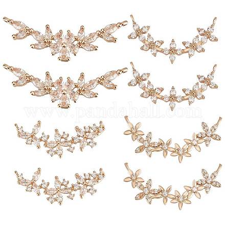 Beebeecraft 8Pcs 4 Styles Cubic Zirconia Links Plum Blossom Flower Connector Charms Floral Bracelet Necklace Connector for DIY Jewelry Making ZIRC-BBC0001-51-1
