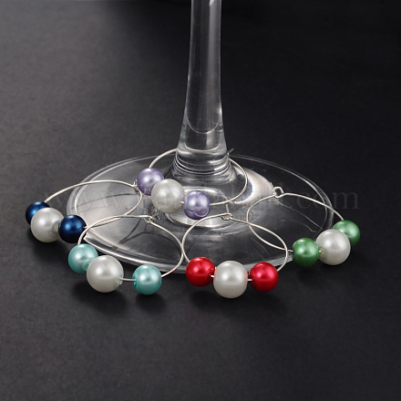 Vetro charms in vetro perla perline vino AJEW-JO00036-1