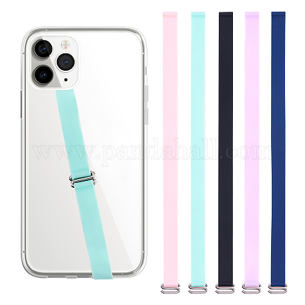 OLYCRAFT 5pcs Silicone Phone Strap Stretching Elastic Phone Strap Holder Wristlet Strap Hand Lanyard Straps with Stainless Steel Buckle for Most Phone Case - 5 Colors AJEW-OC0003-12-1