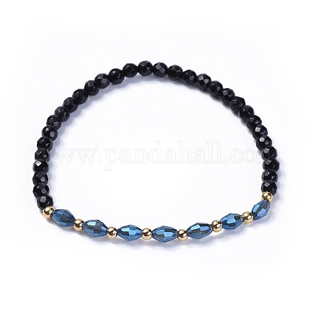 Electroplate Glass Beads Stretch Bracelets BJEW-JB04306-04-1