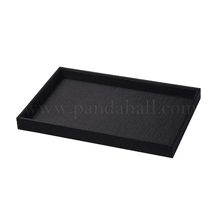 木製のブレスレットを表示  布で覆う  長方形  ブラック  35x24x3cm ODIS-G012-02-1