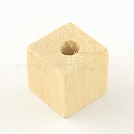 キューブ未染色天然木製ビーズ  小麦  19~20x19~20x19~20mm  穴：4~5mm WOOD-R249-084-1