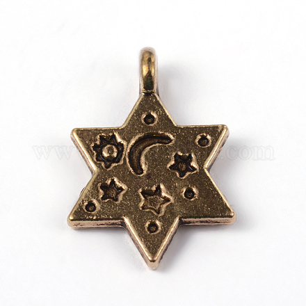 Étoile de david pendentifs en alliage de style tibétain X-PALLOY-ZN1807-AG-RS-1