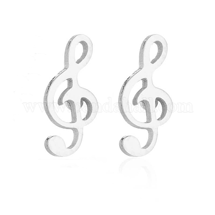 304 boucles d'oreilles clous note de musique en acier inoxydable avec 316 épingles en acier inoxydable pour femme MUSI-PW0001-23P-1
