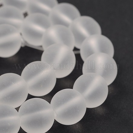 Frosted Glass Round Bead Strands GLAA-J064-8mm-01-1