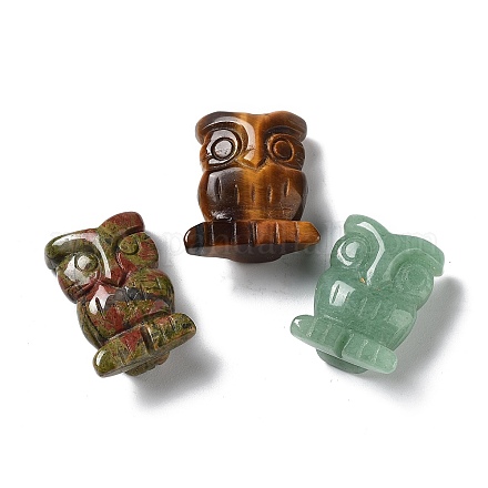 Figurine curative di gufi in pietra mista naturale DJEW-Z005-01-1