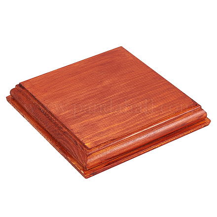 FINGERINSPIRE Nature Wood Display Base Square Orange Red Wooden Base 12.5x12.5x2cm Wood Display Stand Wooden Pedestal for Figure Toy Model DIY Crafts Display or Home Decoration AJEW-WH0251-17-1