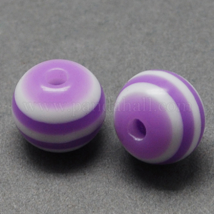 Round Striped Resin Beads X-RESI-R158-8mm-07-1
