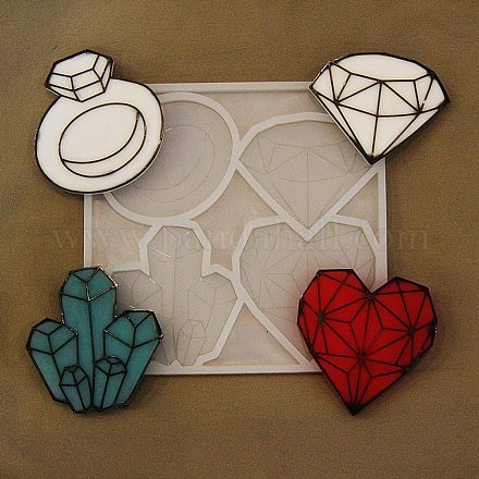 Кольцо с бриллиантом «сделай сам»/кластер кристаллов/орнамент в форме сердца силиконовые Молды DIY-E065-04-1