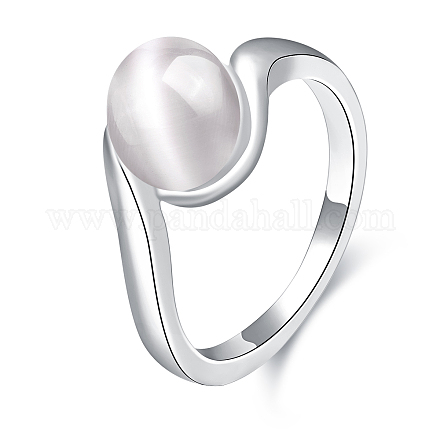 Los anillos de dedo del ojo de gato de aleación de estaño elegantes para las mujeres RJEW-BB10554-7B-1