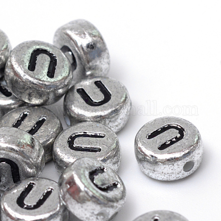 Plattierte horizontale Lochbuchstabenperlen aus Acryl PACR-Q099-03U-1
